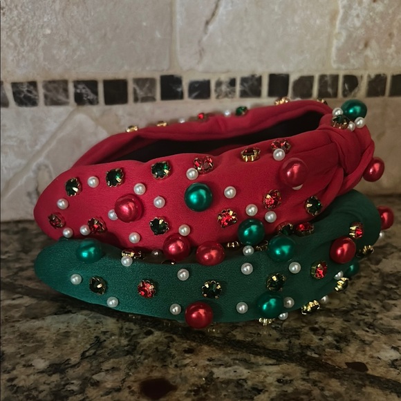 Festive holiday Red and Green Embellished Headbands - Picture 3 of 4